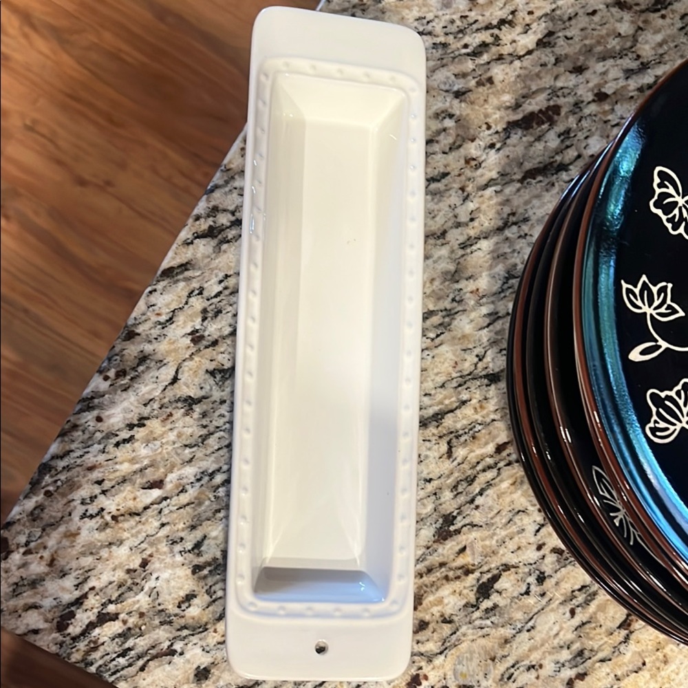 Nora Fleming Cream Stoneware Serving/Cracker Tray